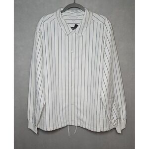 DSG Mens White Pinstripe Snap Front Coach Jacket Size XL NWT